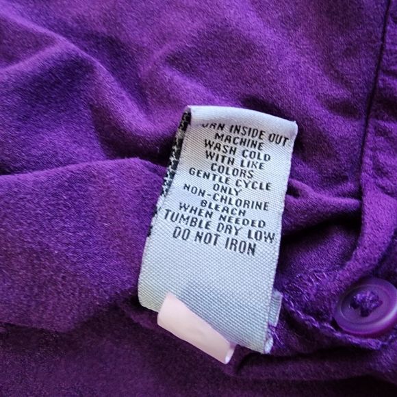 Catherines Faux Suede Top Womens 1X Purple Microfiber Roll Tab Long Sleeve - Picture 13 of 13